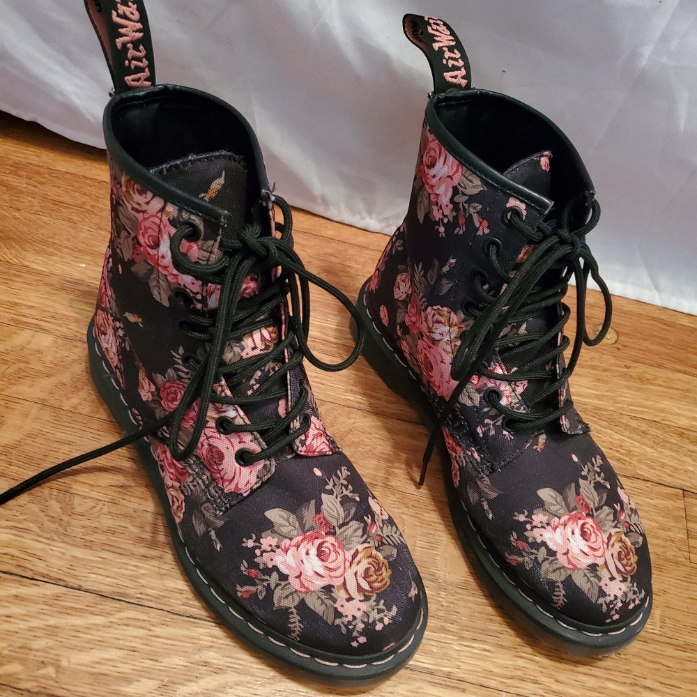 Dr. Martens Black Victorian Floral Boots